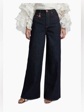 Zimmermann Dark Indigo High-Rise Wide Leg Jeans